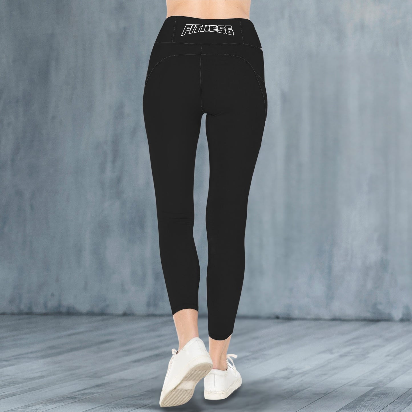 high waist pocket leggings black