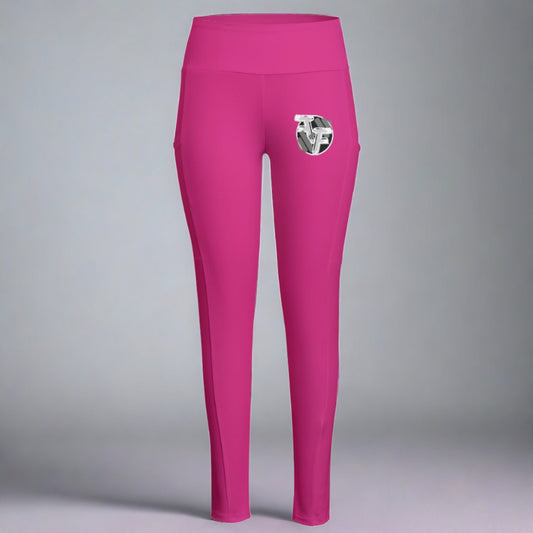 Women's High Waist Leggings With Side Pocket-(Pink) - Fenominal Fitness