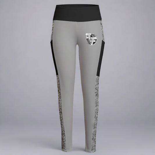 Women's High Waist Leggings With Side Pocket-(Grey) - Fenominal Fitness