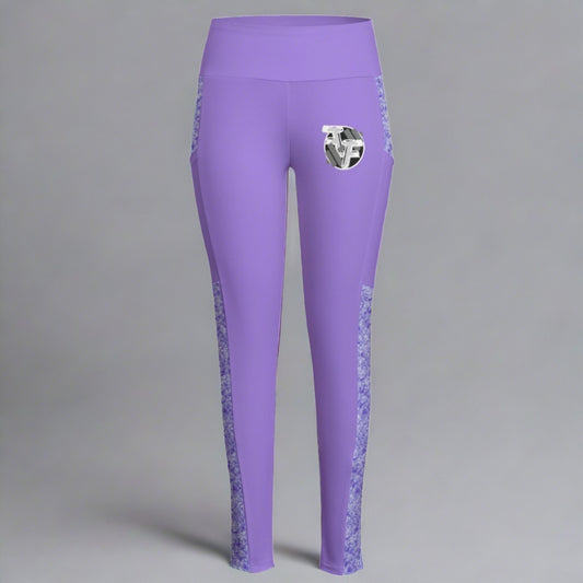 Women's High Waist Leggings With Side Pocket-(Purple) - Fenominal Fitness