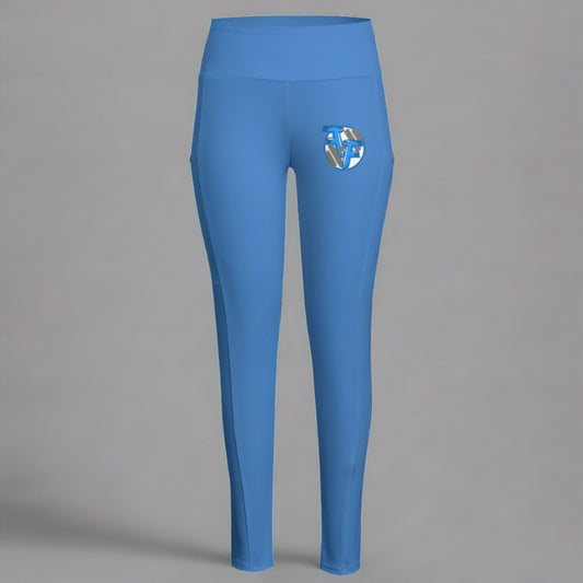 Women's High Waist Leggings With Side Pocket-(Blue) - Fenominal Fitness