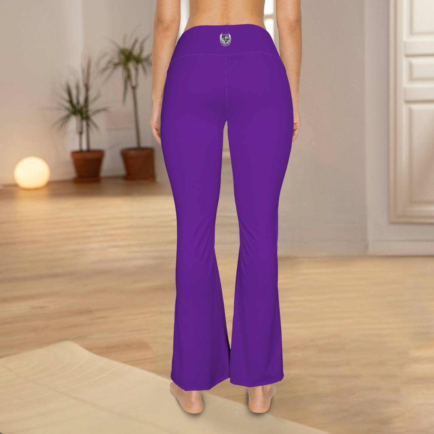 High Waist Crossover Flare Leggings-Purple