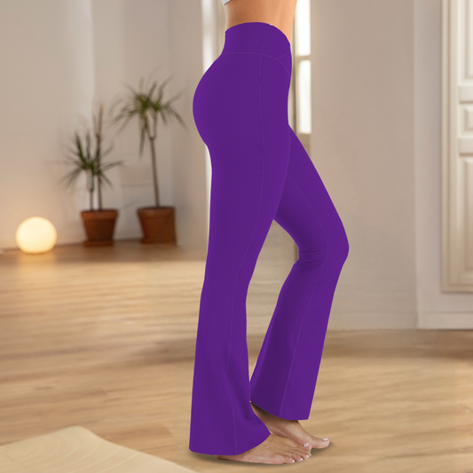 High Waist Crossover Flare Leggings-Purple