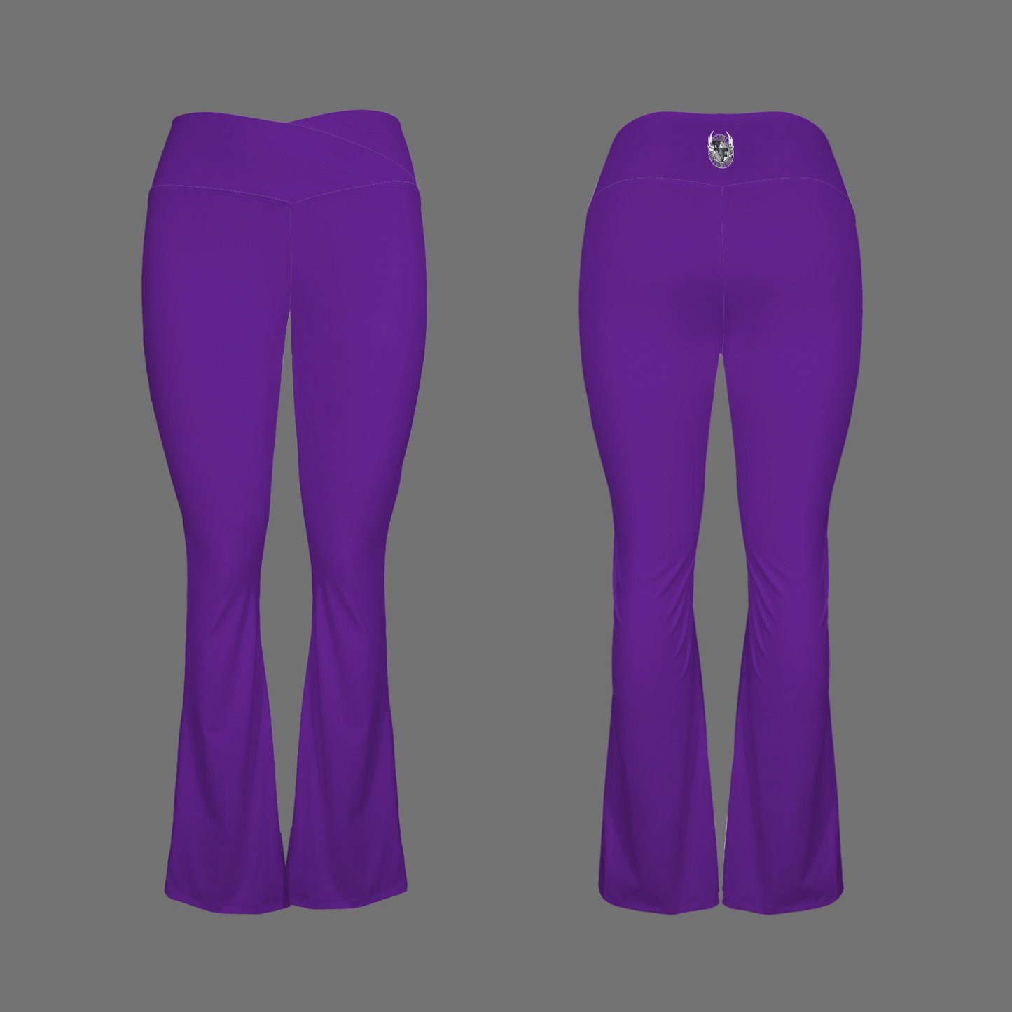 High Waist Crossover Flare Leggings-Purple