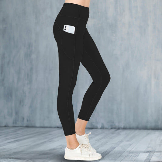 high waist pocket leggings black