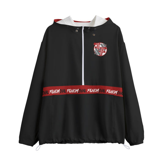 Half Zip Windbreaker Black W Red - Fenominal Fitness