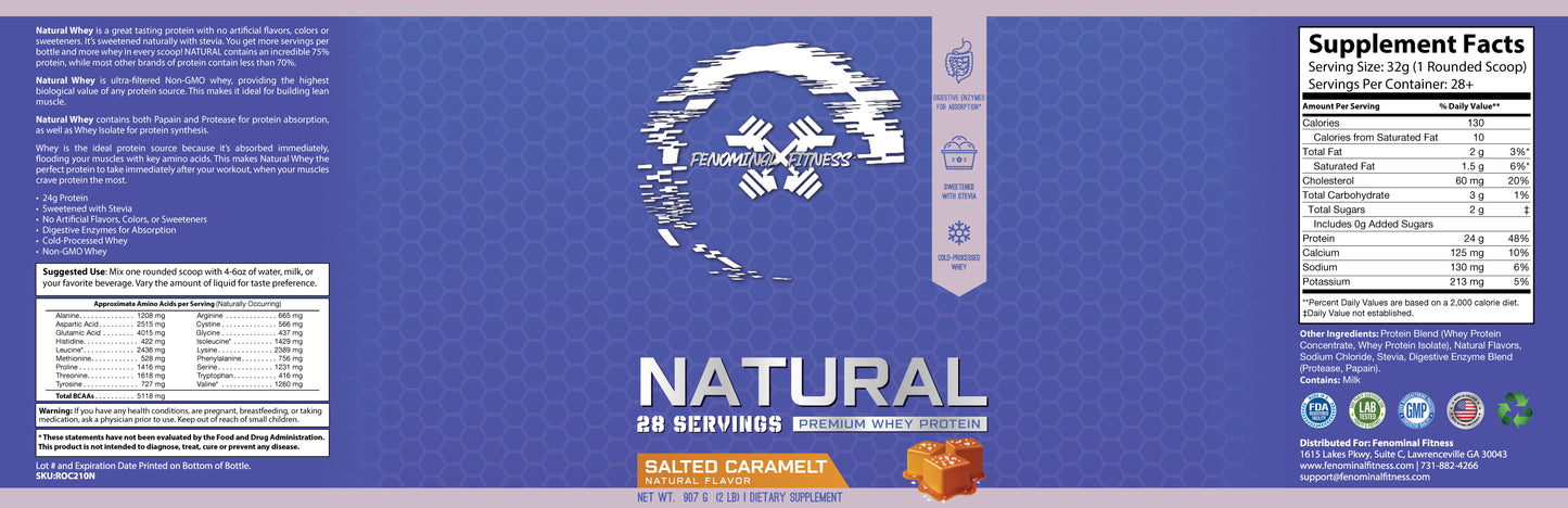 Natural Salted Caramelt Premium Whey Protein - Fenominal Fitness