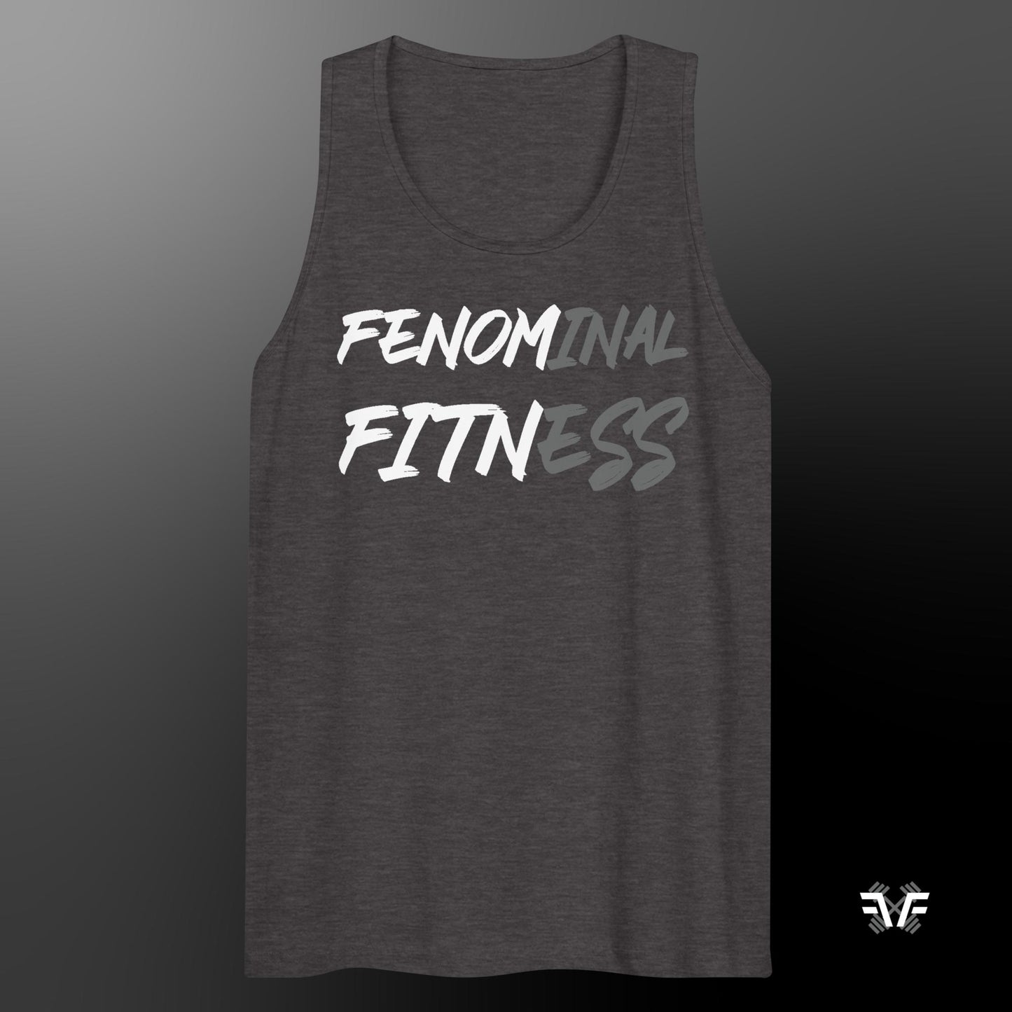 Men's Tank Top Grey and White Logo - Fenominal Fitness