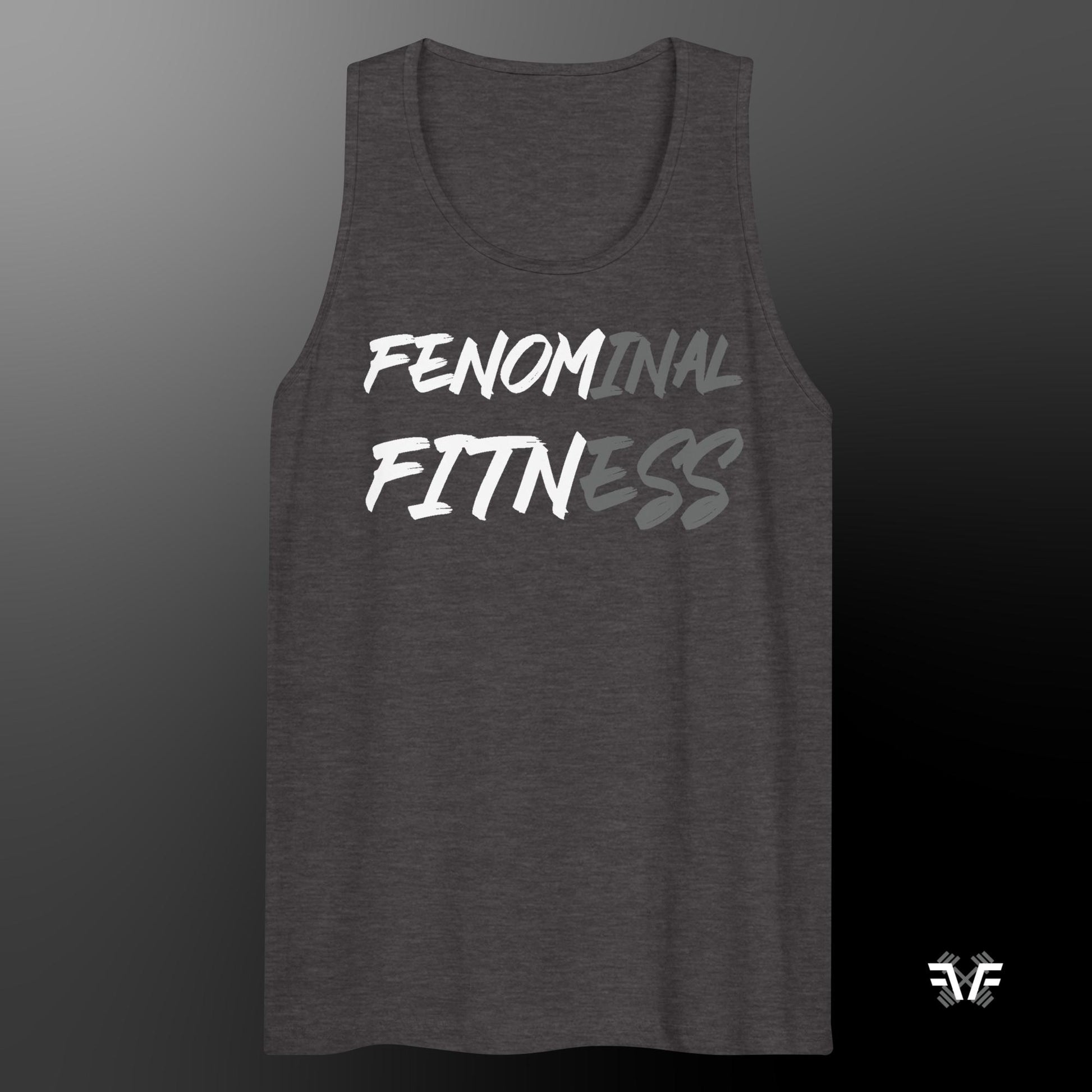 Men's Tank Top Grey and White Logo - Fenominal Fitness